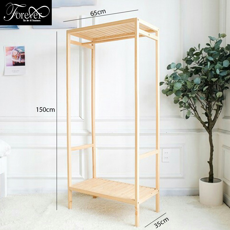 [GIÁ TỐT] Tủ gỗ treo quần áo - Kệ giá treo quần áo gỗ thông mỹ - Kích thước 65x165cm - Nội Thất Nghệ Thuật Forever