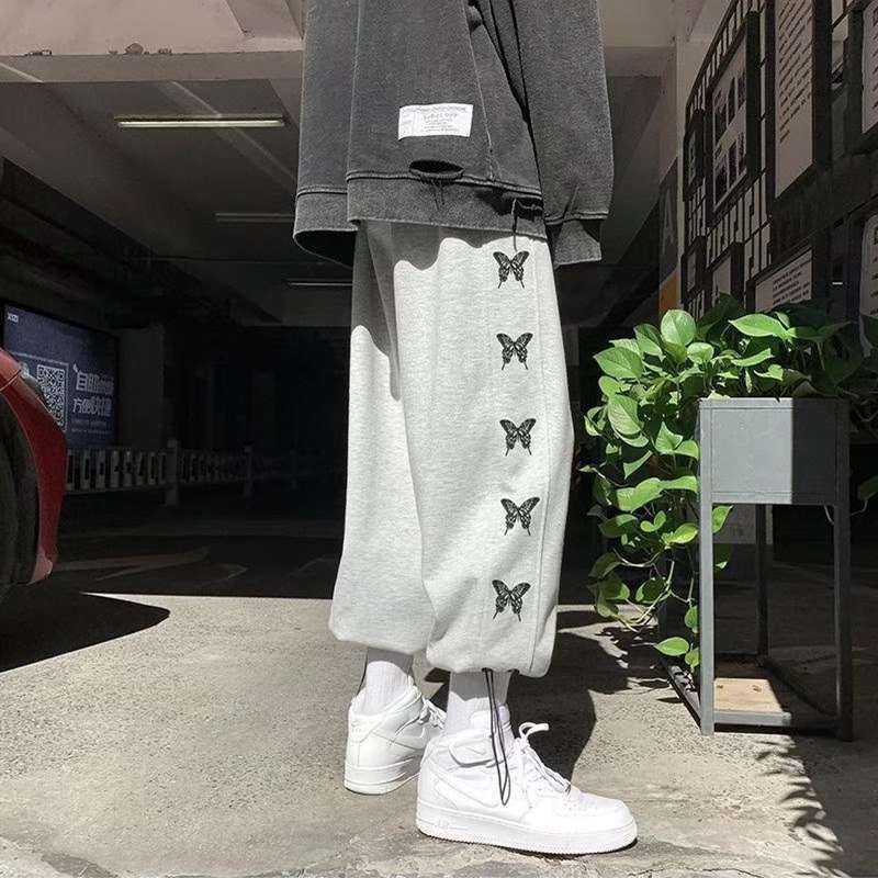 Quần Thể Thao Ống Rộng In Hình Bướm Thời Trang Hàn Quốc Dành Cho Nam Size S-3xl