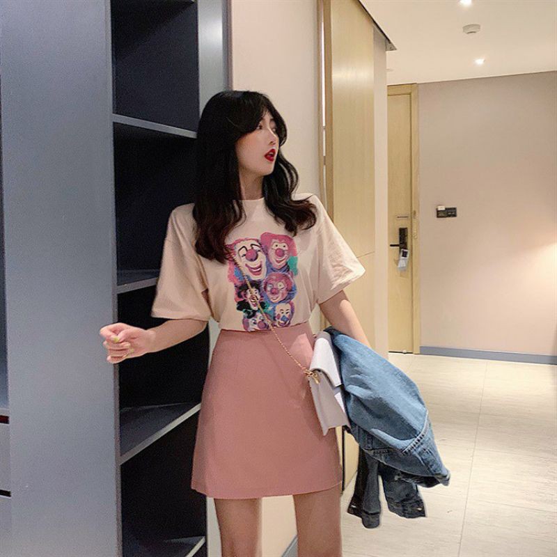 M65-Chân váy chữ A ngắn màu hồng xinh xắn | BigBuy360 - bigbuy360.vn