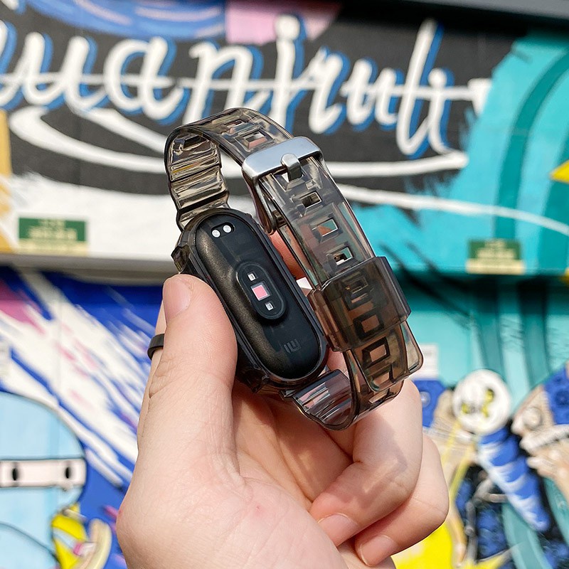 Dây đeo silicone trong suốt thoáng khí cho Xiaomi Mi Band 6 5 4 3