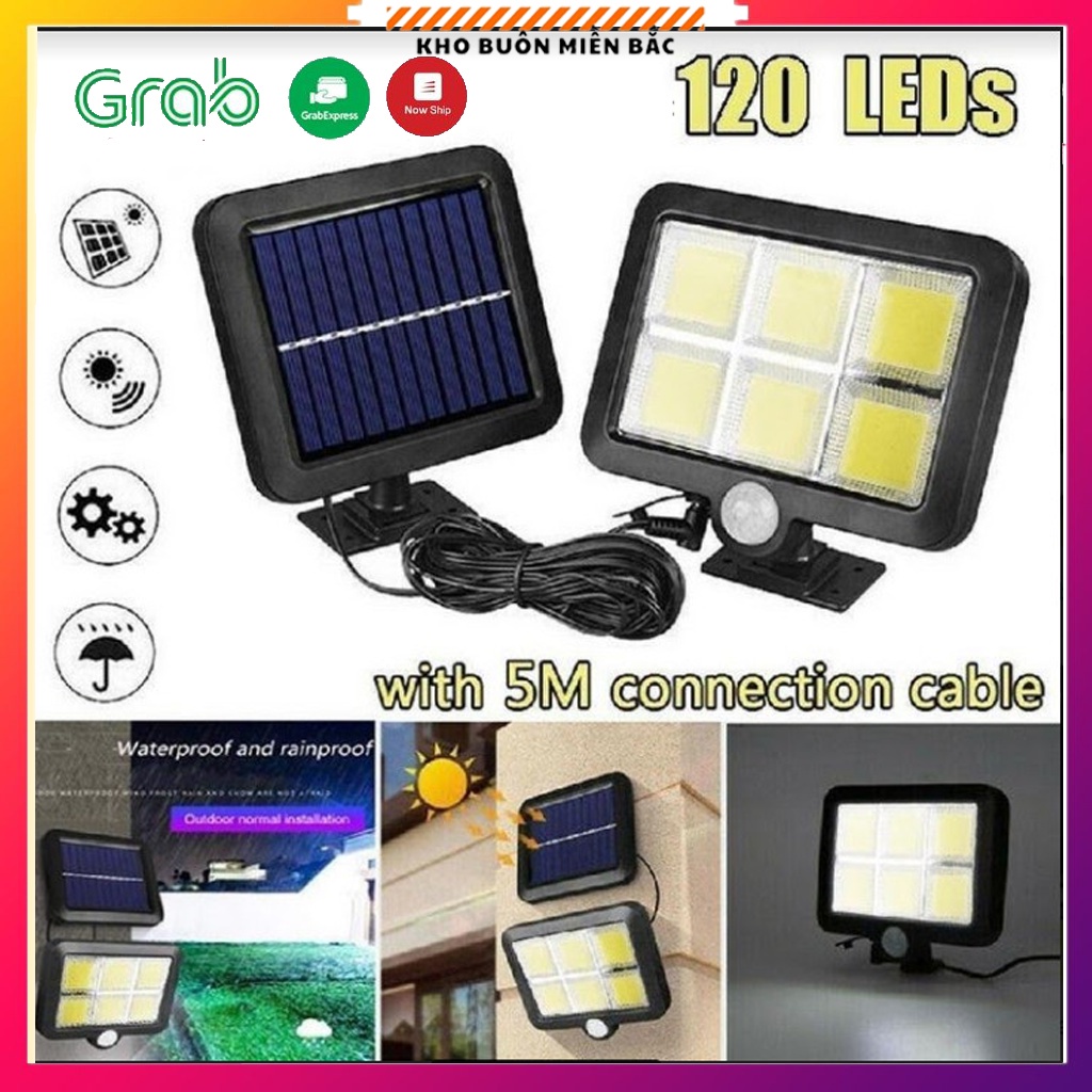 Đèn Tích Điện Năng Lượng Mặt Trời Solar Light 120 Led - Có Điều Khiển Từ Xa, Cảm Biến Chuyển Động ánh sáng Cao Cấp