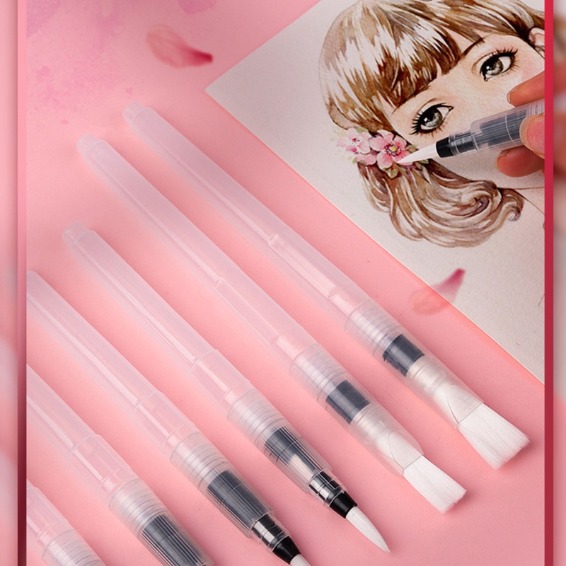 Set 6 cọ vẽ màu nước đầu dẹt chuyên dụng