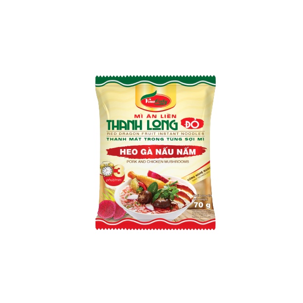 Mì Gói Thanh Long Đỏ Heo Gà Nấu Nấm