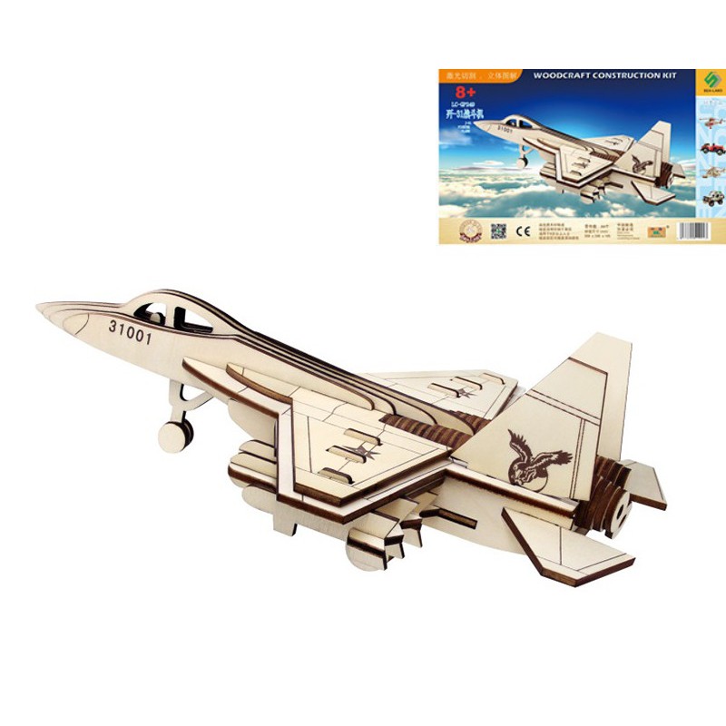 Đồ chơi lắp ráp gỗ 3D mô hình Máy bay J-31 - 84 mảnh ghép cắt lazer