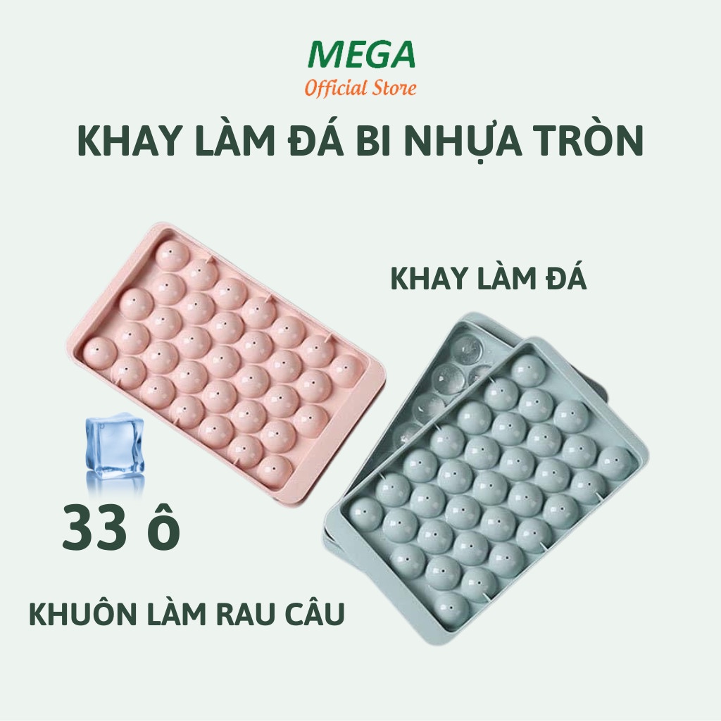 Khay Làm Đá Thạch Bi Nhựa Tròn Làm Hoa Quả Trái Cây Khuôn Đá Viên Tròn 33 Viên Hàng Loại 1