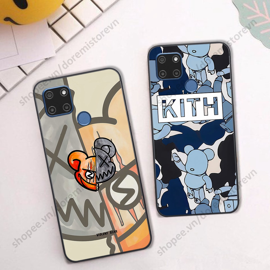Ốp lưng Realme C12 / C15 hình kaws, kith, bear brick nổi 3D phong cách độc đáo