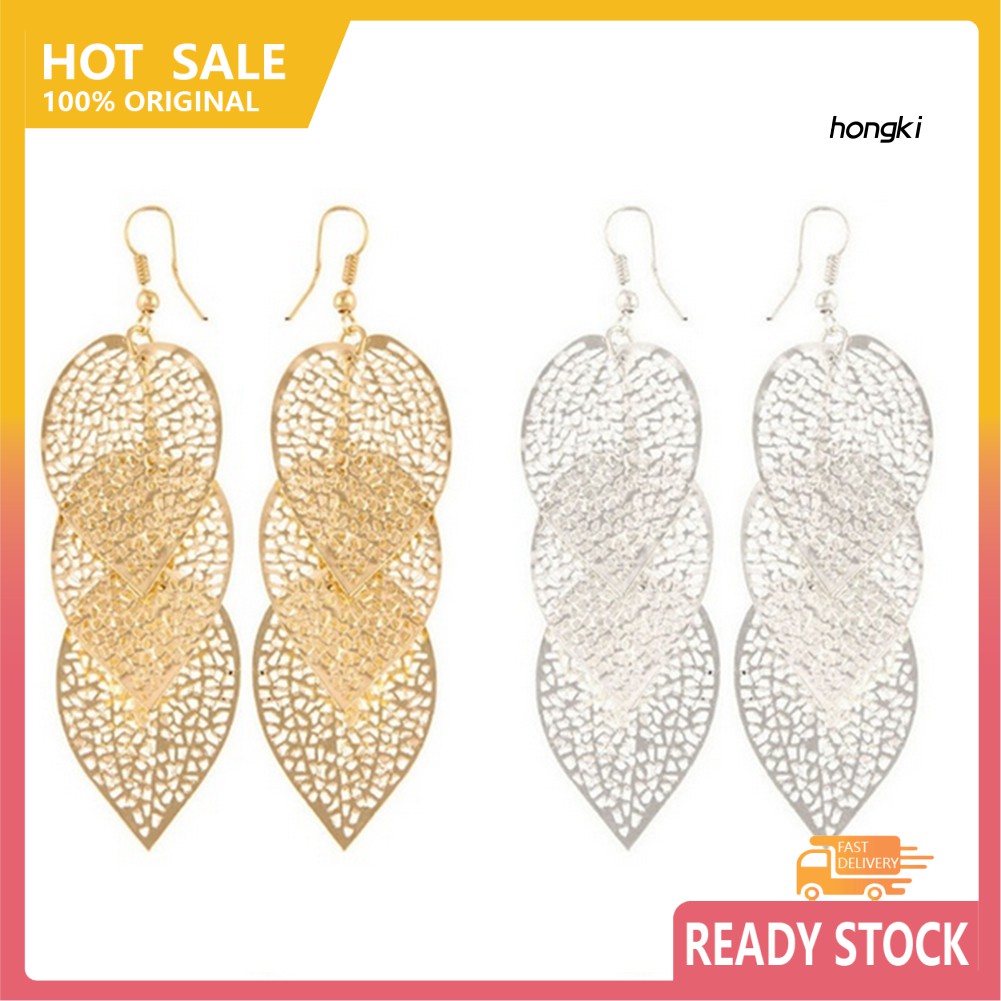 Khuyên Tai Dáng Dài Mặt Hình Chiếc Lá Thời Trang Dành Cho Nữ