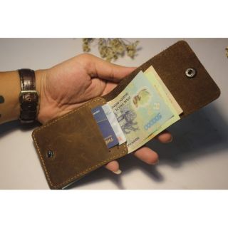 Ví Bóp Nam Da Bò Sáp Nhỏ Gọn Độc Đáo Handmade