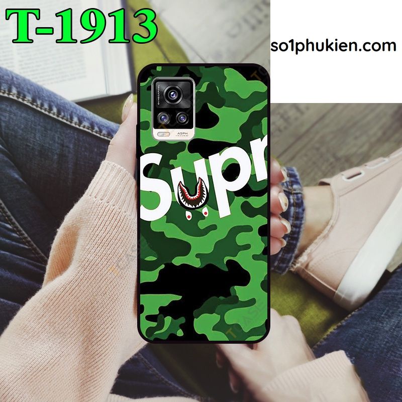 Ốp lưng kính Vivo V20, V20 2021 hình supreme