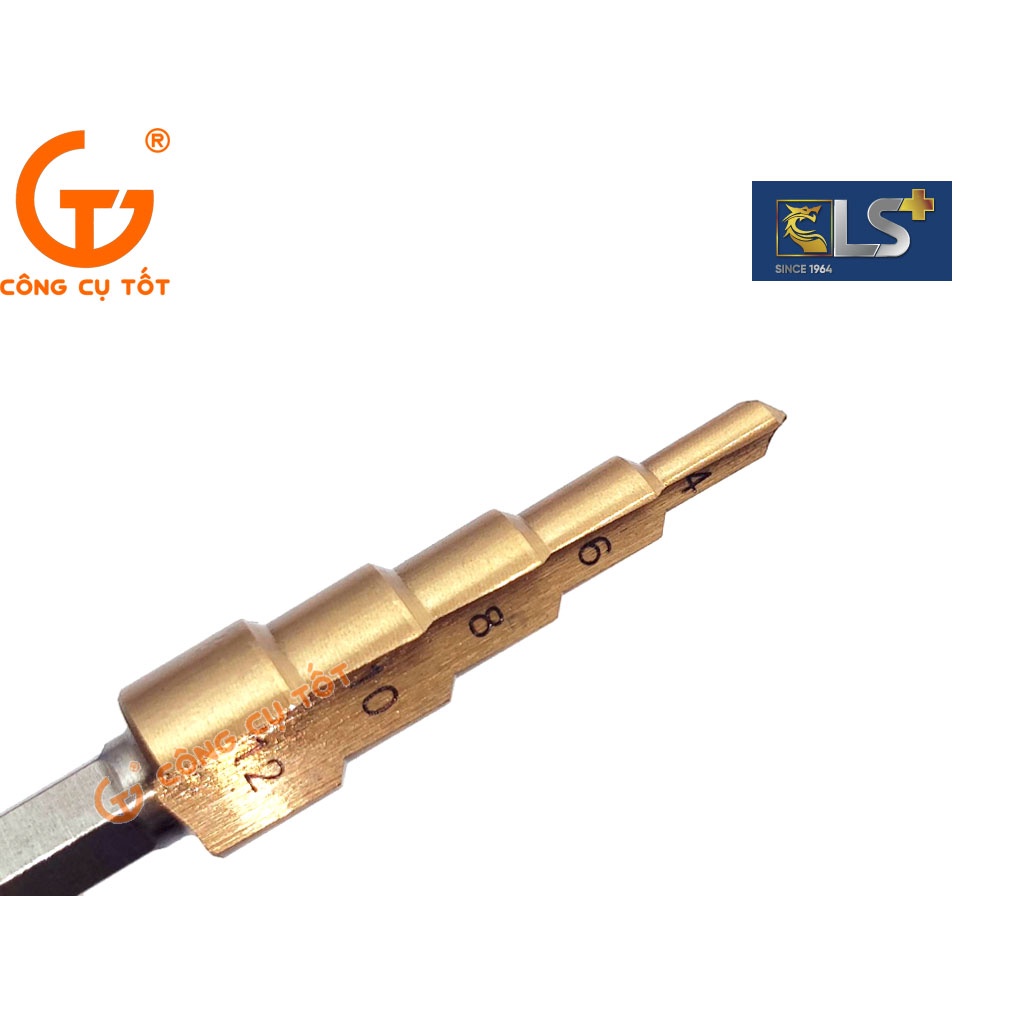 Mũi khoan tháp bước thẳng chuôi lục LS+