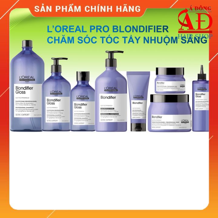 BỘ DẦU GỘI XẢ HẤP Ủ CHĂM TÓC TẨY NHUỘM SÁNG LOREAL PRO BLONDIFIER GLOSS
