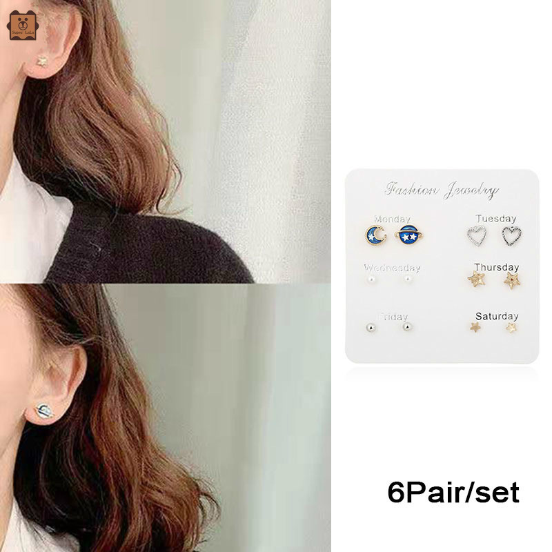 Set 6 Đôi Khuyên Tai Thiết Kế Thời Trang Cho Nữ