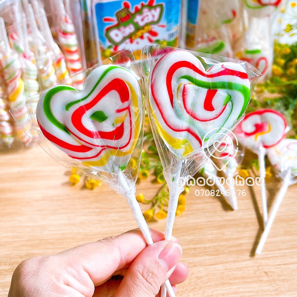 Một hủ gồm 50 cây kẹo mút sắc màu dễ thương trẻ em hàng công ty Việt Nam que 50g