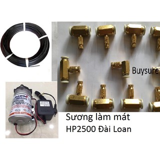 Trọn Bộ Máy Phun Sương ĐL+25m dây+ 10 vòi phun bằng đồng+ adapter 24v+ Ren nối 17/8