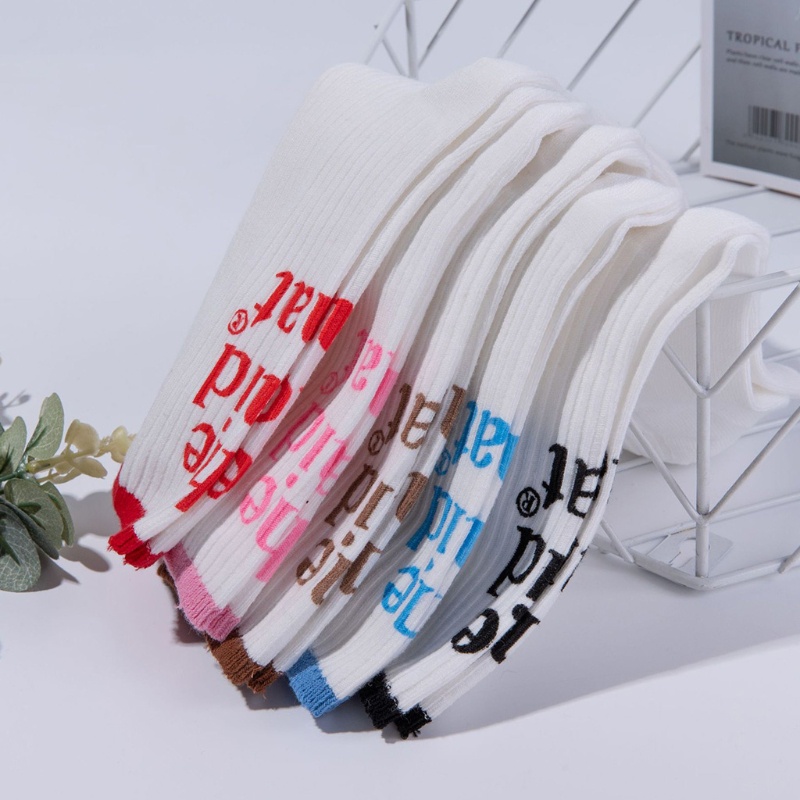 Youyo Vớ Cotton Có Gân In Chữ Vui Nhộn Màu Sắc Tương Phản Phong Cách Harajuku Hàn Quốc Cho Nữ