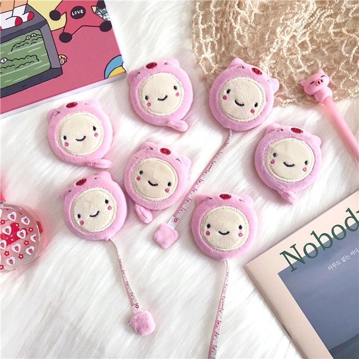 Thước Dây Rút Hình Lợn Hồng Cute - Thước Dây Cuộn Mini Hoạt Hình Dễ Thương