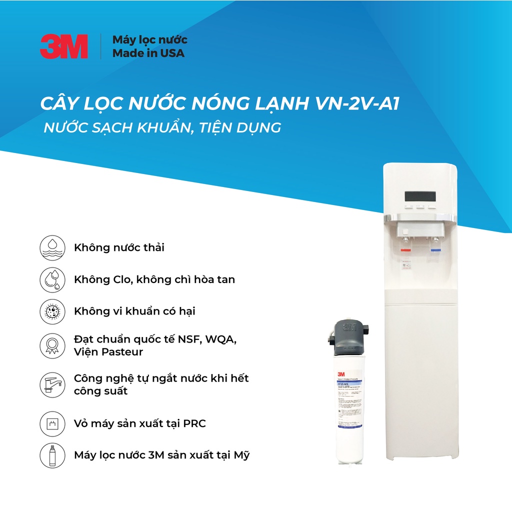 Máy Lọc Nước Nóng Lạnh 3M VN-2V-A1 Có Bảng Điện Tử (Sử Dụng Máy 3M Brew120-MS)