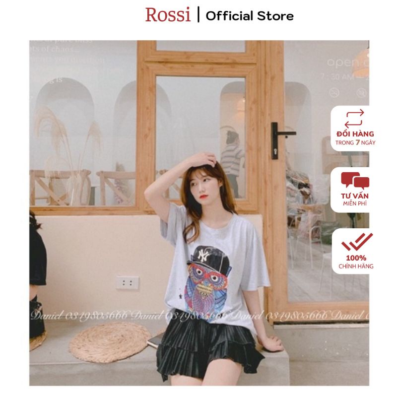 Áo Phông Hoạ Tiết Cú Dáng Rộng, Unisex  , Chất Liệu Cotton Siêu Đẹp