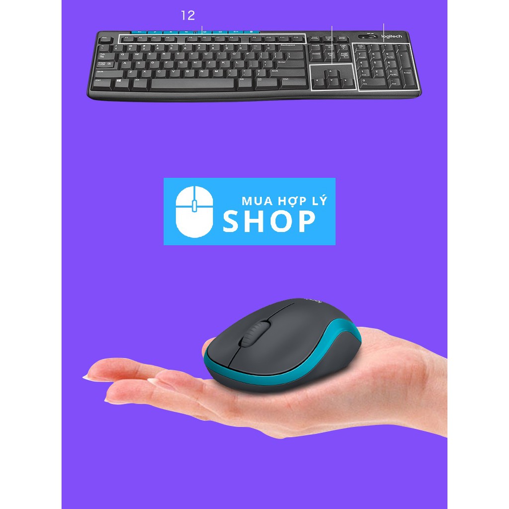 [CHÍNH HÃNG LOGITECH] Bộ Bàn Phím và Chuột Không Dây Logitech MK275, Combo Giá Rẻ, Tặng Kèm Pin - Hàng Nhập Khẩu