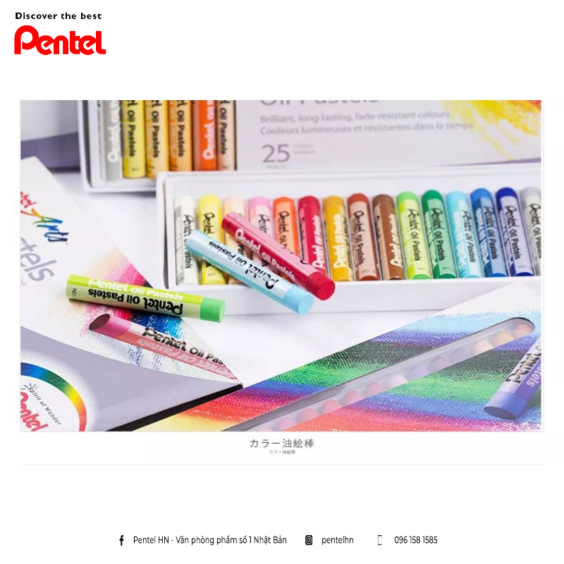 Phấn/ Sáp Dầu Pentel  Oil  Pastel PHN - 50 màu  | Màu Sắc Pastel Tươi Sáng Phong Phú | An Toàn Cho Sức Khỏe Người Dùng |