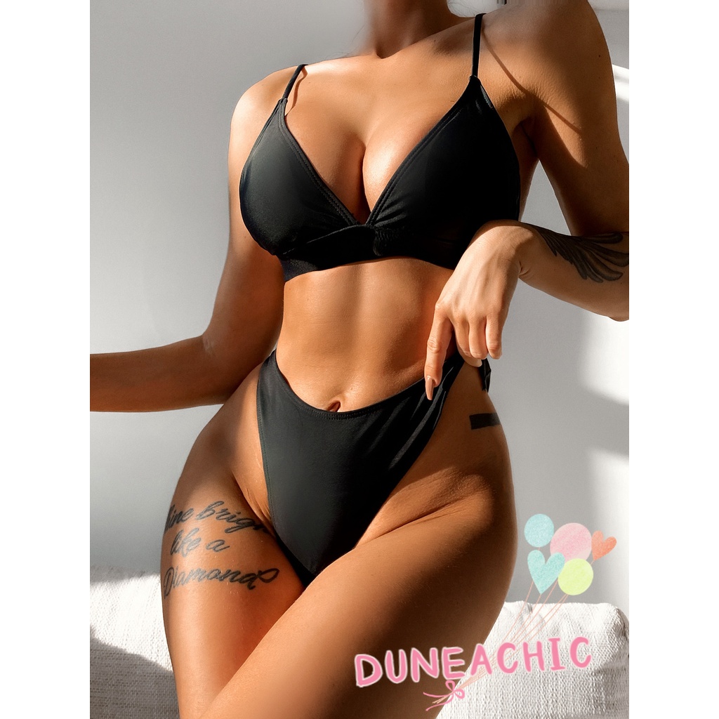 DUNEA Bikini 2 mảnh màu trơn thời trang quyến rũ dành cho nữ