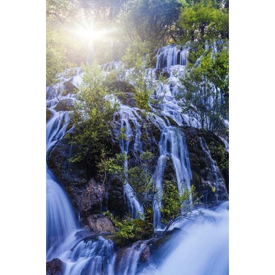 Tranh dán tường 3d thác nước quanh co, uốn lượn và gập ghềnh, chiêm ngưỡng một khung cảnh tuyệt đẹp