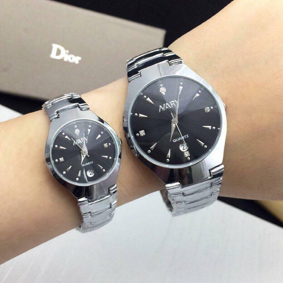 Đồng Hồ Đôi Nam Nữ Chính Hãng NARY Dây Thép Thời Trang Cao Cấp Không Gỉ Mặt Đính Đá Đẹp Sang Trọng Giá Rẻ