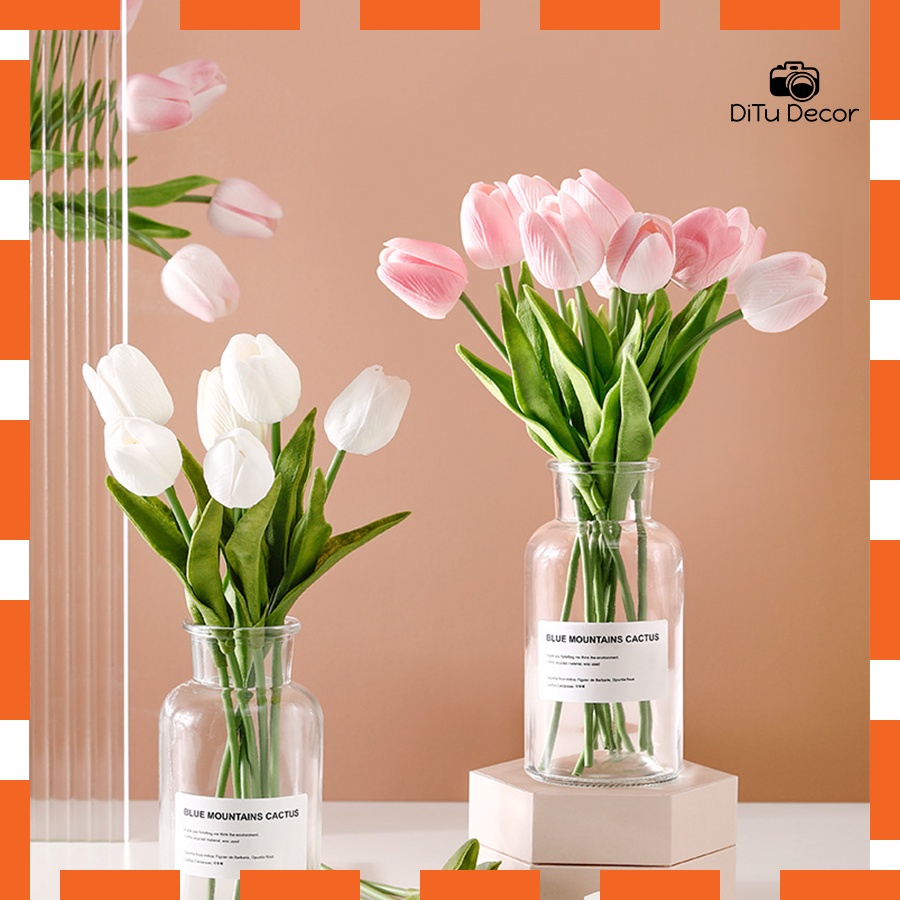 Hoa tulip giả chụp ảnh - Hoa giả decor trang trí nhà cửa - Ditu Decor