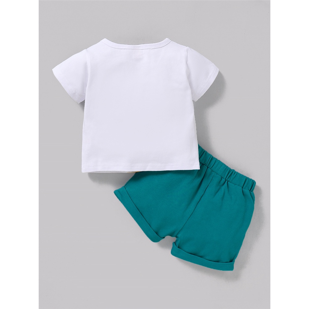 Bộ đồ em bé MIKRDOO với áo thun tay ngắn in hình xương rồng và quần short mùa hè