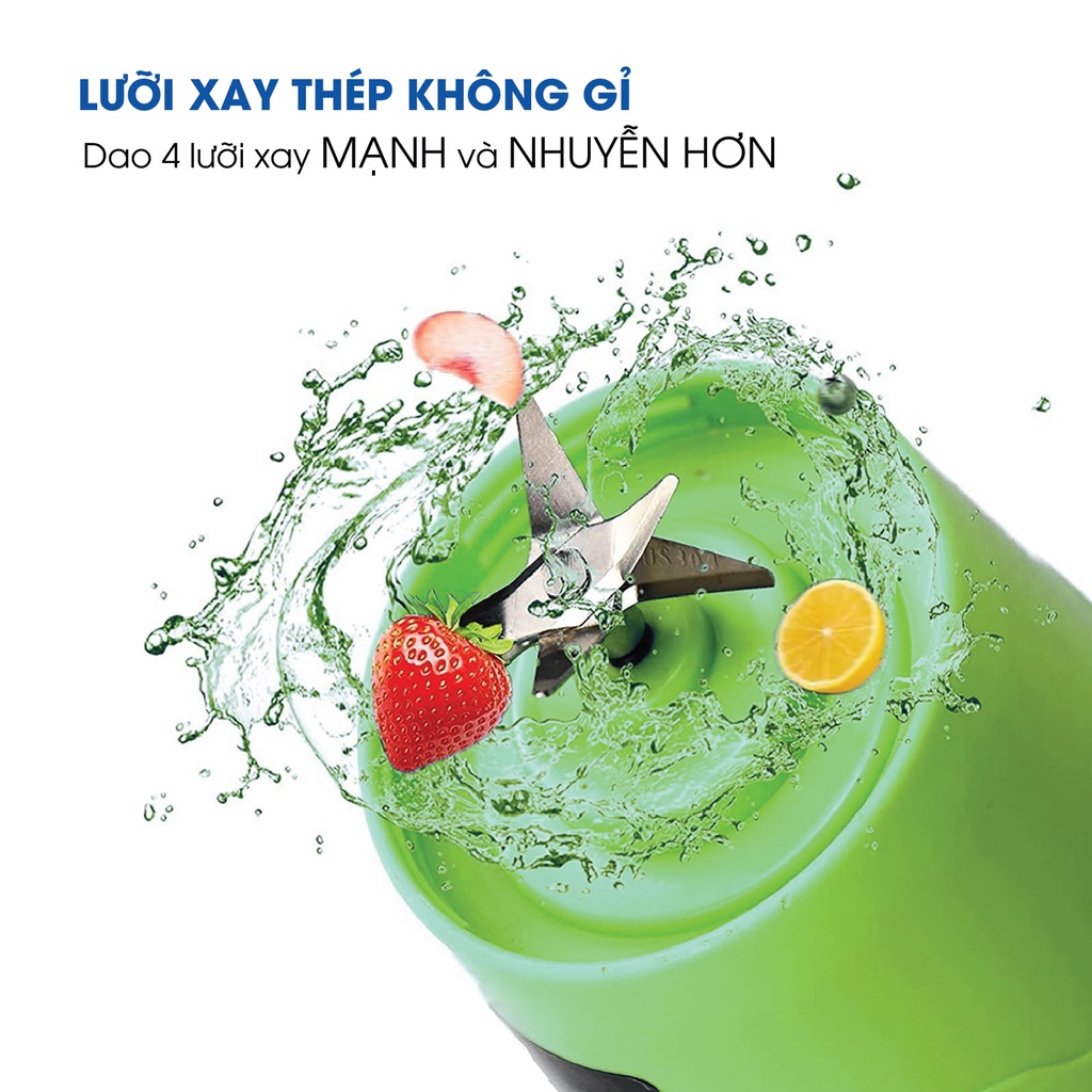 [Mã BMBAU50 giảm 10% đơn 99k] [Mã ELHA22 giảm 5% đơn 300K] Máy Xay Sinh Tố Mini MATIKA 380 ml Có Cổng Sạc USB MTK-3138