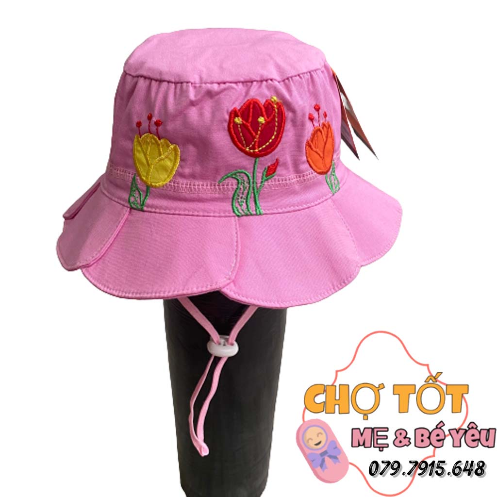 Nón vành bé gái thêu hoa màu trơn Duy Ngọc Cao Cấp Mềm Mại 2-3 tuổi