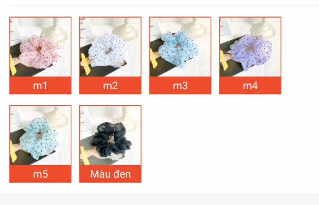 Dây buộc tóc vải voan chấm bi scrunchies bản to