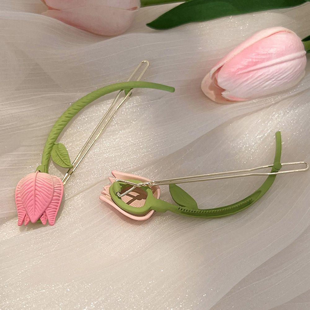 FORBETTER Kẹp Tóc Hình Hoa Tulip Ngọt Ngào Đơn Giản Cho Nữ