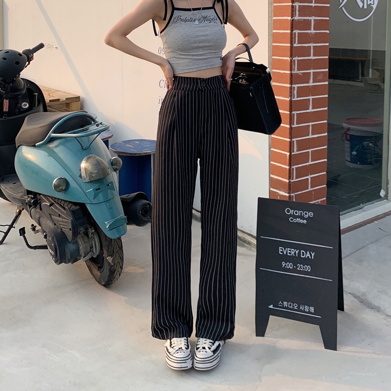 SUXI Quần ống rộng Họa Tiết Sọc Thời Trang Cho Nữ