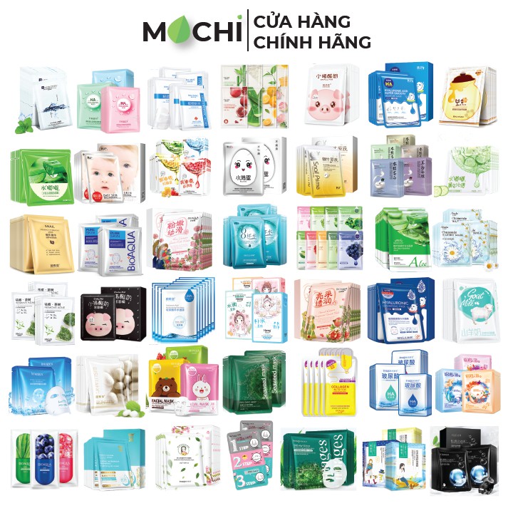 COMBO 30 Mặt Nạ Dưỡng Da Cao Cấp, Dưỡng Ẩm, Trắng Da, Thải Độc Giảm Mụn Nội Địa Trung Bioaqua, Bisutang - MOCHI SHOP