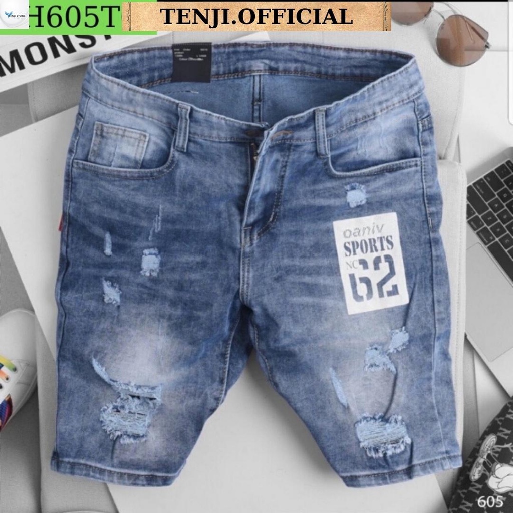 Quần Short Nam Quần Đùi Nam Xanh In TENJI SH605 Jean Co Dãn 4 Chiều Đẹp Cá Tính Nhiều Mẫu Mới
