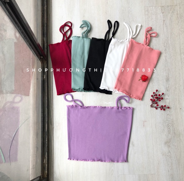 Áo croptop hai dây viền lượn sóng siêu xinh ( hình shop tự chụp )