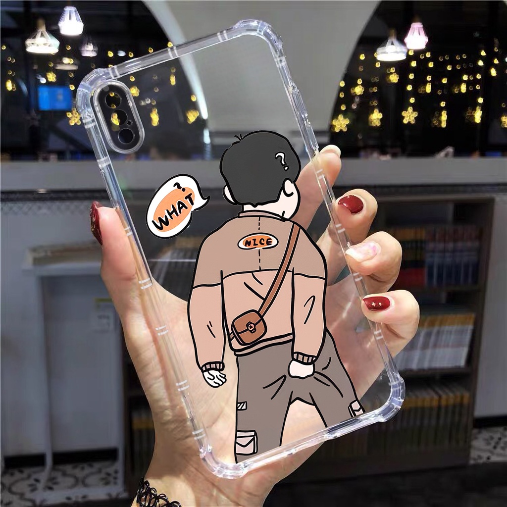 Ốp lưng iphone trong suốt cạnh vuông đôi Nani what cho iphone 14 13 pro max 11 12 pro max mini x xr xs max 6 s 7 8 plus