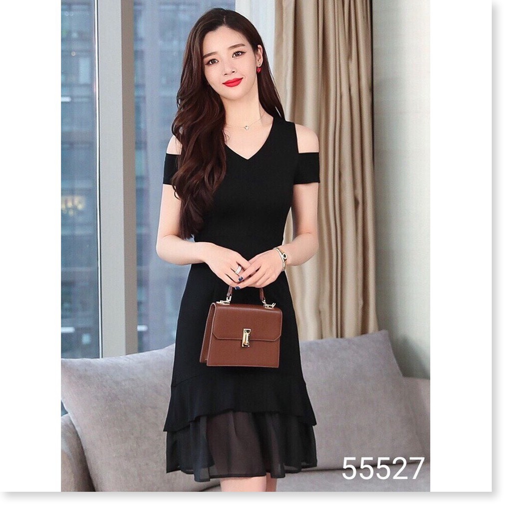 Đầm suông rớt vai phối lưới nhẹ nhàng nữ tính cho quý cô SG FASHION HQ