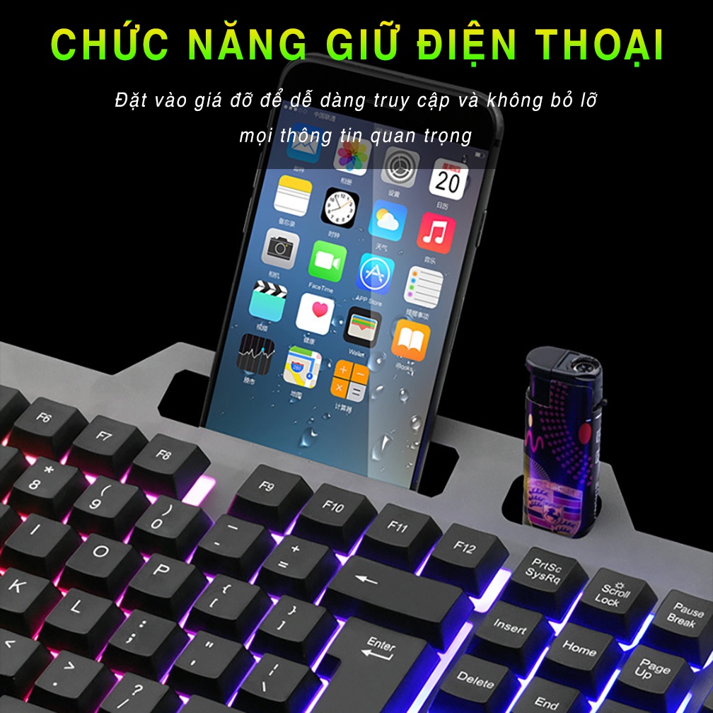 Bàn phím máy tính gaming YINDIAO R290 có dây đèn led RGB thiết kế công thái học phù hợp chơi game và làm việc văn phòng