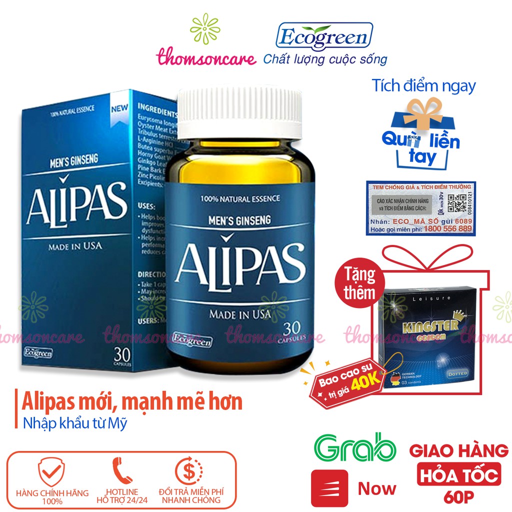 Sâm Alipas Platinum - Chính hãng, có tem tích điểm - tốt cho sinh lý nam, bổ thận, tráng dương