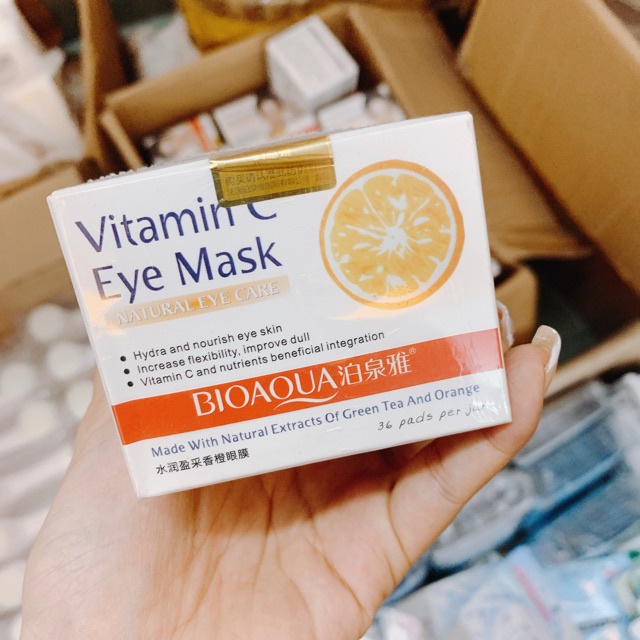 Mặt Nạ Mắt Bioaqua Vitamin C Eye Mask Natural Eye Care, Mặt nạ dưỡng ẩm cho mắt giảm quầng thăm cấp ẩm cho mắt