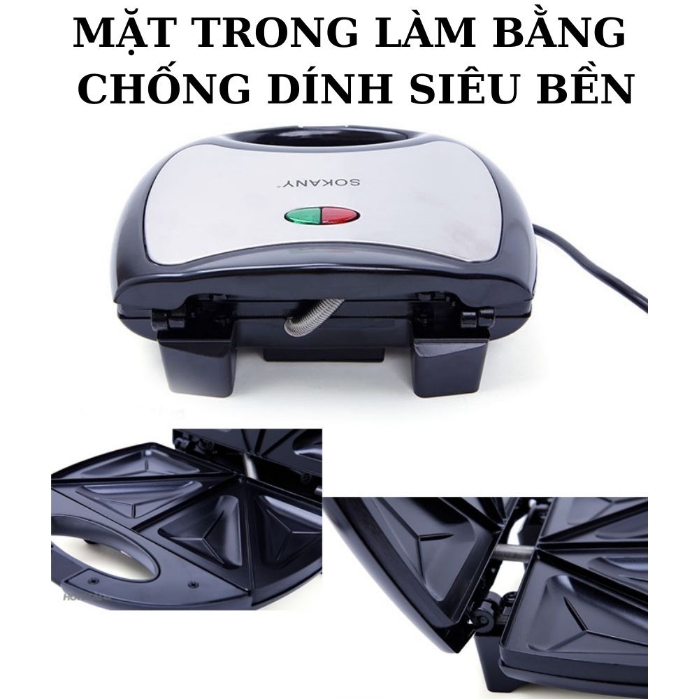 Máy nướng bánh mì sandwich Sokany chính hãng, máy nướng bánh mì đa năng công suất 750w bảo hành 1 đổi 1