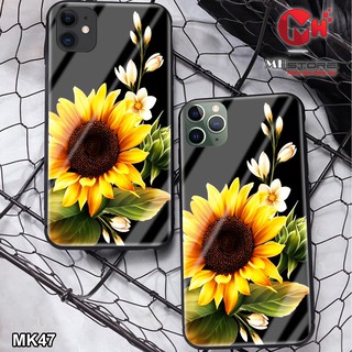 Ốp lưng cường lực hình hoa hướng dương MK47 cho điện thoại iPhone