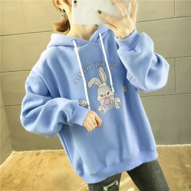 ÁO KHOÁC NỈ HOODIE  NÓN PHỐI TAI THỎ  KN03