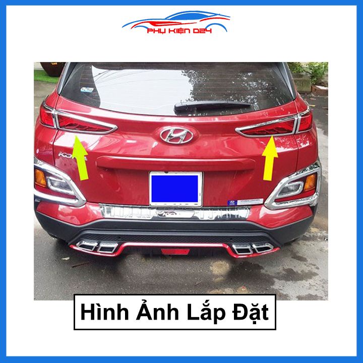 Ốp viền đèn pha hậu mạ crom Kona 2018-2019-2020-2021-2022 chống trầy trang trí bảo vệ xe