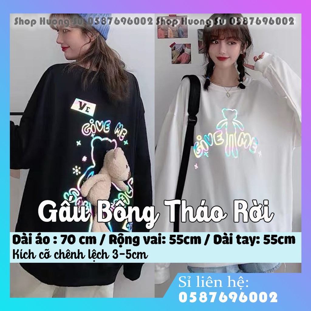Áo sweater chữ "Give Me" ở sau lưng -Tặng kèm Gấu Bông-Sweater ulzzang nữ nỉ form rộng -HươngSu (PVN759)