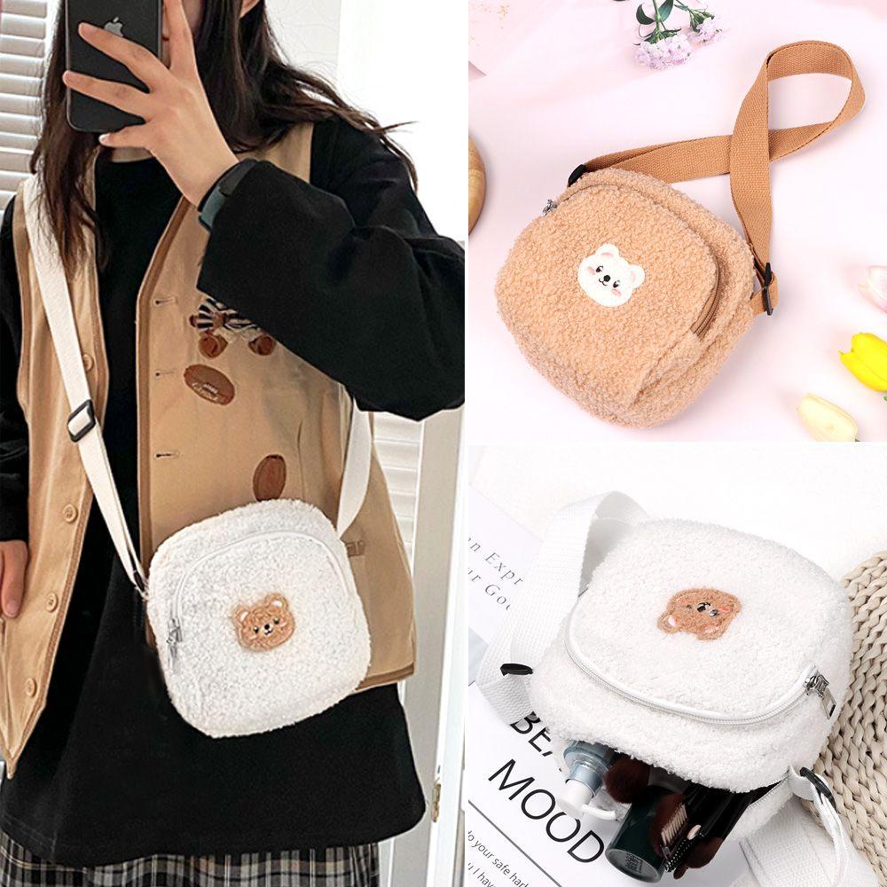 Túi Đeo Chéo Phủ Bông Đựng Điện Thoại Thời Trang Thu Đông Xinh Xắn Dành Cho Nữ