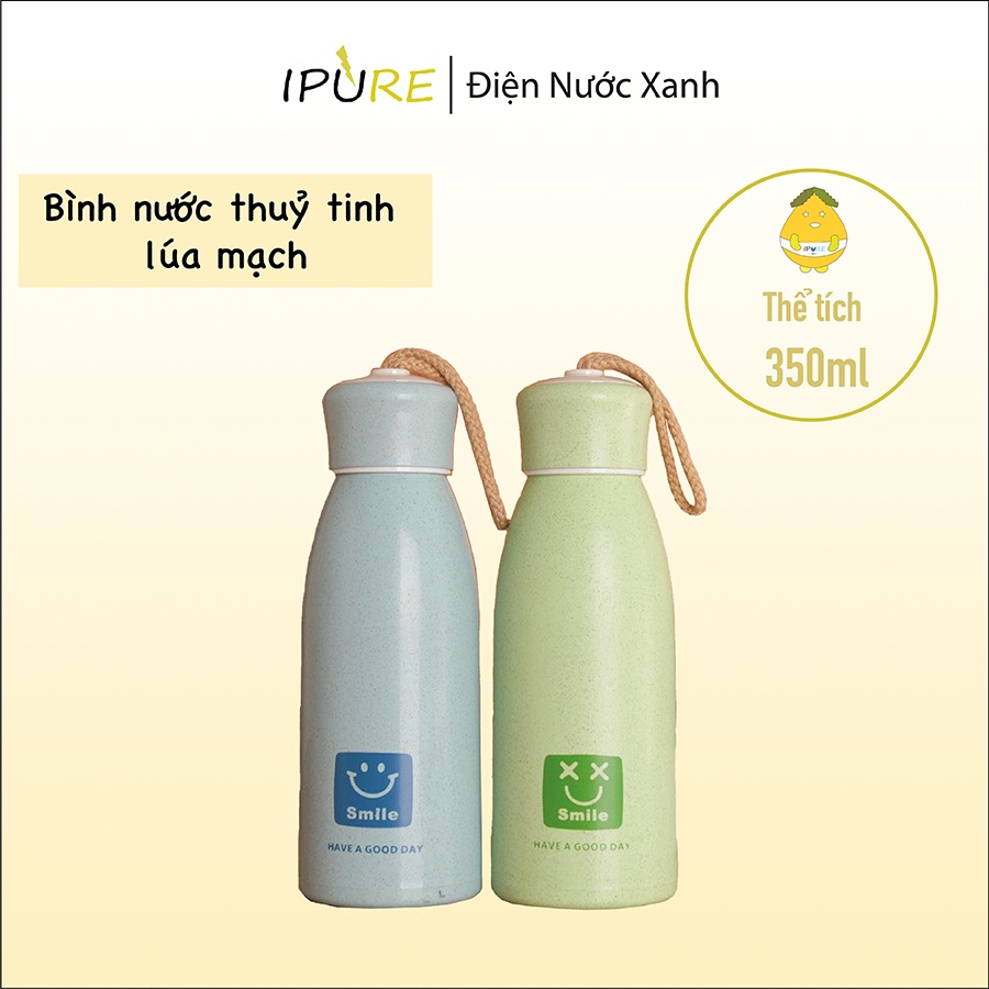 Bình đựng nước lúa mạch thuỷ tinh dễ thương nhỏ gọn 350ml nhiều màu