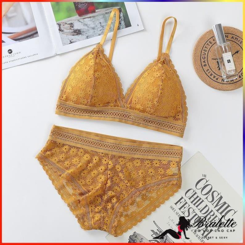 Áo Ngực Áo Lót Bralette Cotton Ren Hoa Cúc KHÔNG GỌNG Có Quần Ghép Bộ | BigBuy360 - bigbuy360.vn